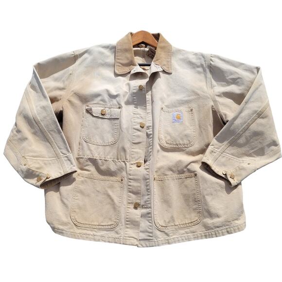 Vintage Carhartt Chore Barn Coat Canvas Jacket Corduroy Collar